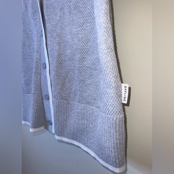 Aerie Offline Gray Knit Sweater Vest Button Front Small | NWT - Picture 5 of 8